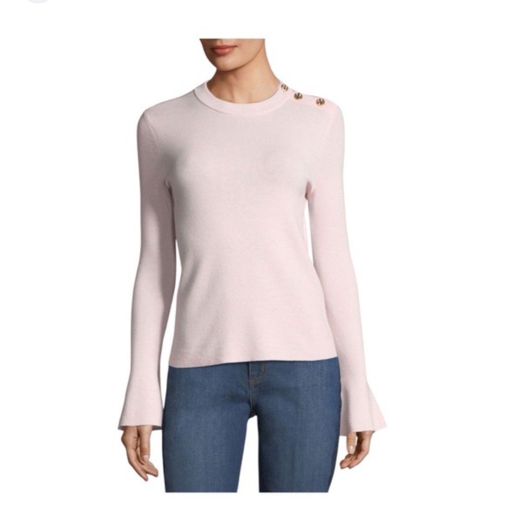 Tory Burch Kimberly Pink Bell Sleeve Wool Sweater Small